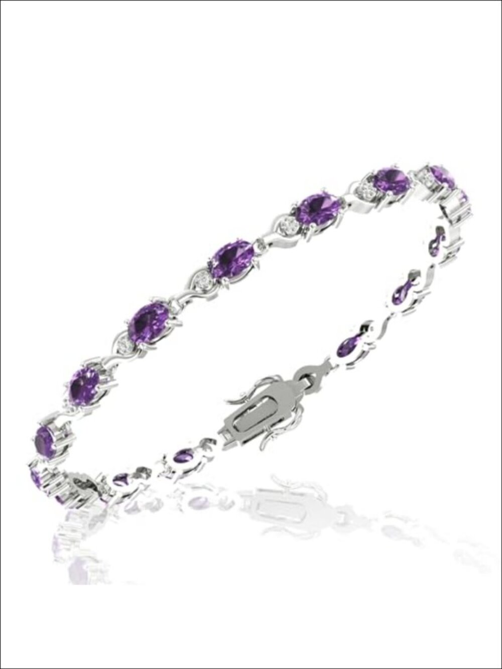 925 Sterling Silver Tennis Bracelet Oval Gemstone Diamond Bezel 7in